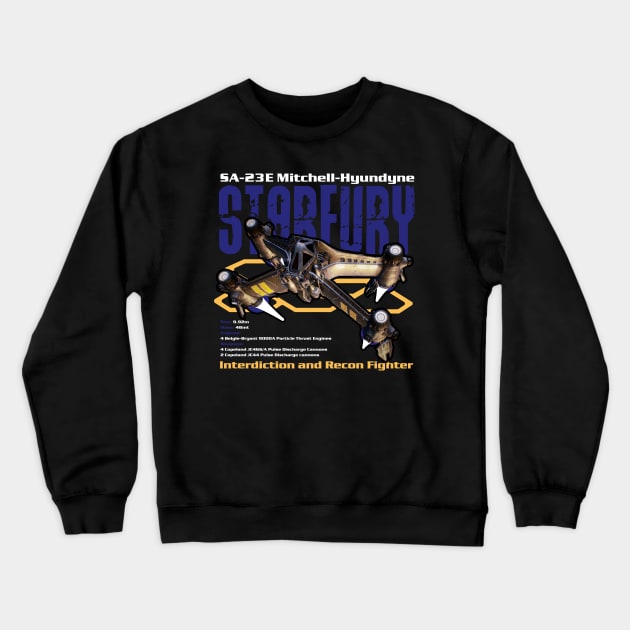 SA-23E Mitchell Hyundyne Starfury Space Fighter Crewneck Sweatshirt by Meta Cortex